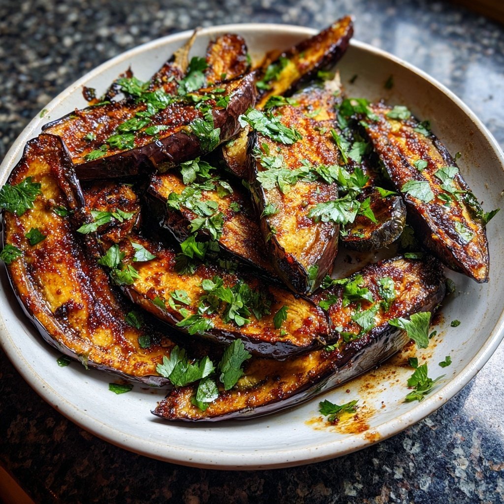 Auberginen aus der Pfanne mit Kräutern