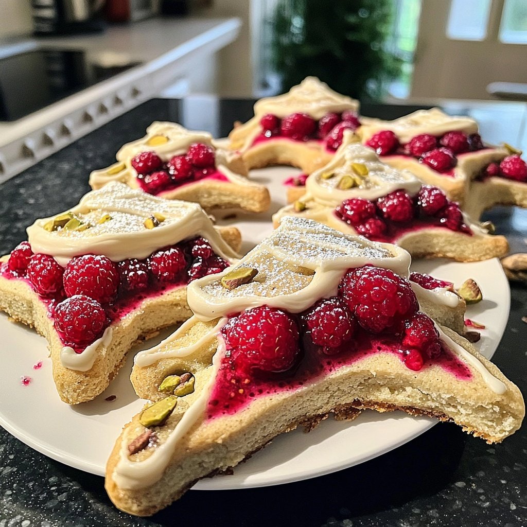 Pistazien-Tannenbäumchen mit Himbeerfüllung