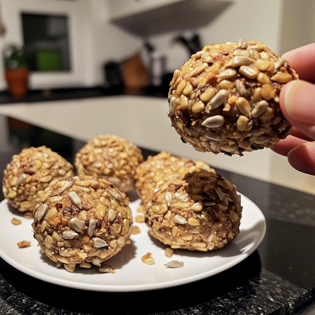 Protein Bällchen mit Sonnenblumenkernen